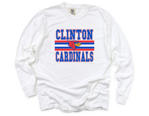 Clinton Cardinals Long Sleeve Tee (White)