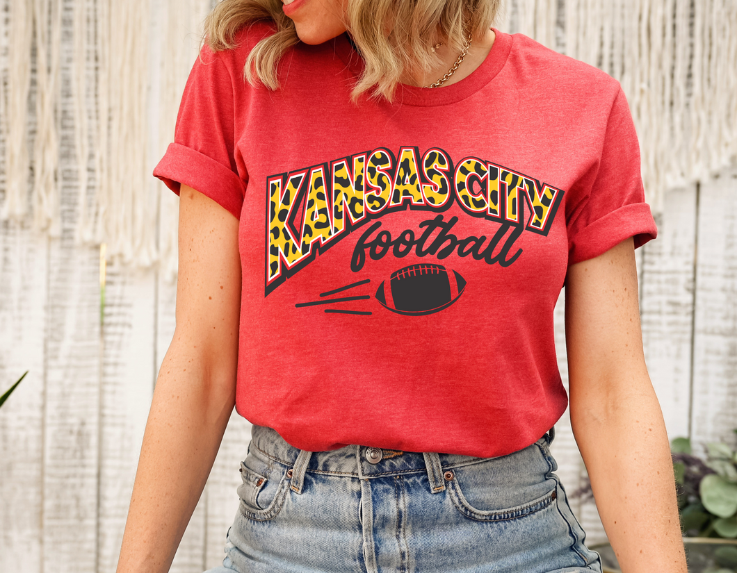 Kansas City Football Cheetah Short Sleeve Tee