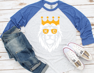 Kansas City Royals Lion Quarter Sleeve Raglan (Ash)