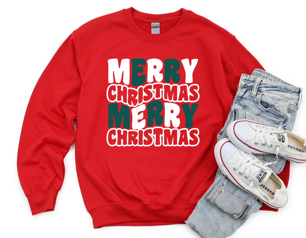 Merry Christmas Long Sleeve Tee (Youth) (Red)