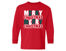 Load image into Gallery viewer, Merry Christmas Long Sleeve Tee (Youth) (Red)
